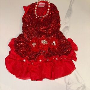 🐾 NEW WITH TAGS! Wooflink “Red Carpet Glam” Sequin Dog Dress – Size 2 (Small) 🐾